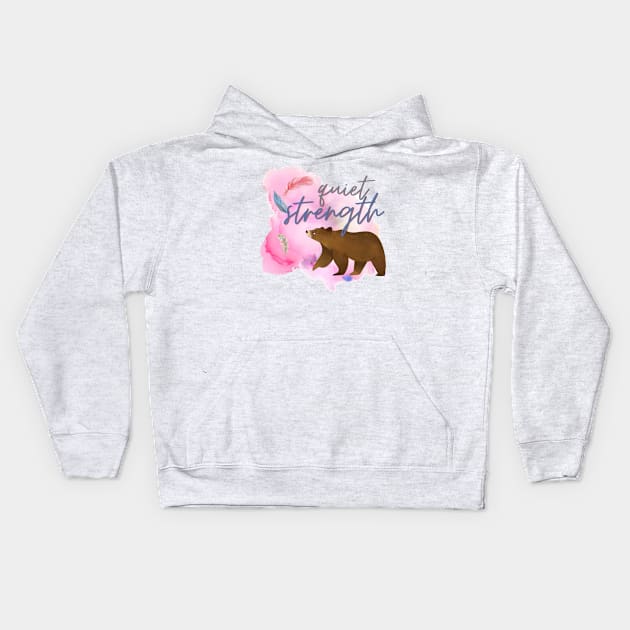 Quiet Strength Watercolour Bear Kids Hoodie by LoveofDog